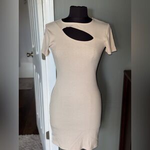 Gianni Bini Beige Cut-Out Mini Dress